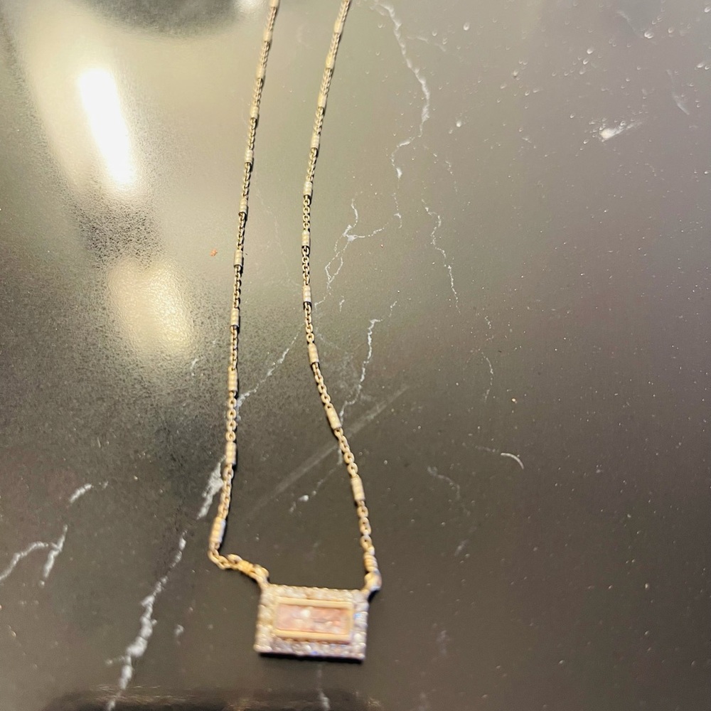 Gold fill & crushed diamonds necklace. 18”